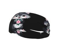 Fascia sportiva versatile YYHWHJDE Little Grey wolf holding a little pink flower pattern - elastico e traspirante fascia per yoga, fitness