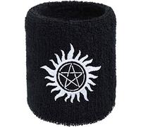 fascia sudorazione: Fascia antisudore con ricamo "Anti Possession" ispirato a Supernatural, in frottee assorbente, per concerti di heavy metal e festival come regalo