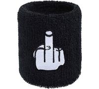 fascia sudorazione: Fascia antisudore nera con ricamo "Fuck it" in spugna assorbente, come regalo per gli amanti degli sport estremi, arti marziali e motociclisti.