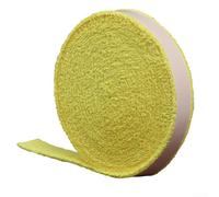 Fascia tergisudore in fibra super lunga, rotolo da 5 m per una migliore presa su canne da pesca, badminton e racchette da tennis, con prestazioni antiscivolo (5 m, giallo)