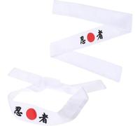 Fascia Testa Giapponese Stampata, Cotone, 2 Pezzi Bianca | Stile Samurai, per Attività Sportive All'aperto, Trattiene Sudore Lontano dagli Occhi