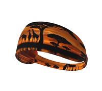 Fascia traspirante per lo sport con giraffa africana maestosa stampa albero - eleganti fasce per il sudore, perfette per yoga, corsa, ciclismo e altro ancora