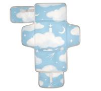 Fasciatoio con nuvole di luna blu e bianche, riutilizzabile, lavabile, con tasca in tessuto, portatile, per mamme, papà, cambiadores de pa?ales para Bebes