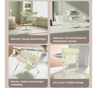 Fasciatoio con ruote, fasciatoio pieghevole con regolazione dell'altezza a 4 livelli e spazio di archiviazione per neonati, bambini piccoli 80x63x103cm, verde Ferro