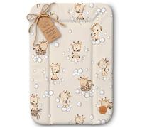 Fasciatoio neonato 70 x 50 cm - materassino portatile universale lavabile e impermeabile su cassettiera lavatrice e tavolo cuscino da viaggio tappetino materasso Oeko-Tex Giraffe