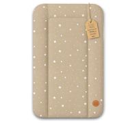 Fasciatoio neonato 70 x 50 cm - materassino portatile universale lavabile e impermeabile su cassettiera lavatrice e tavolo cuscino da viaggio tappetino materasso Oeko-Tex Beige con stelle bianche