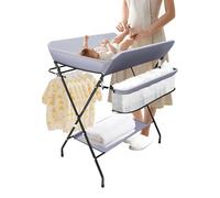 Fasciatoio per bambini, pieghevole, con fasciatoio, cintura di sicurezza e scomparti, carico massimo 25 kg, per bambini sotto i dodici mesi, 80 × 63 × 16 cm (grigio scuro)