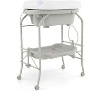 Fasciatoio pieghevole 4 in 1 con vasca da bagno. Fasciatoio portatile con fasciatoio grigio chiaro