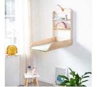 roba Fasciatoio a Parete - con Materassino Impermeabile Style Verde - 2 Ripiani Pratici - Design Curvo e Minimalista - Salvaspazio - Richiudibile - Legno Naturale