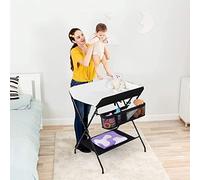 Fasciatoio Pieghevole per Bagnetto Neonati - Tavolo Cambio Pannolini Multifunzionale Portatile con Vaschetta 2in1, Altezza Regolabile
