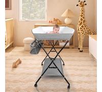 Fasciatoio pieghevole per bambini, fasciatoio, portatile, con scomparti, cintura di sicurezza, Pannolini Multifunzionale Portatile per Bagnetto Neonati, fino a 25 kg, 86 * 62 * 96 cm - nero