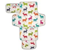 Fasciatoio portatile con cervo e alce in stile cartone animato beige, riutilizzabile, impermeabile, con tasca in tessuto, per fasciatoio leggero e pieghevole