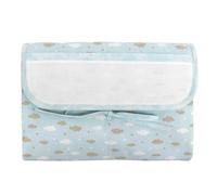 Fasciatoio portatile da viaggio, fascitoio pieghevole da ricamare a punto croce, fasciatoio neonato a busta per il cambio pannolini con tela aida, fantasia nuvolette (07 AZZURRO)