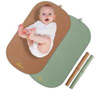 Fasciatoio portatile per pannolini, in morbida ecopelle, lavabile e facile da pulire, per casa o in viaggio, impermeabile, con cinghia, facile da mettere nella borsa per pannolini, 76 x 43 cm (verde