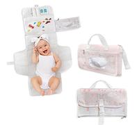 Fasciatoio portatile pieghevole impermeable XL, idea regalo per neonato, composto da una borsa staccabile con 6 tasche come necessaire per i bambini.