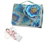 Fasciatoio portatile riutilizzabile con tasca in tessuto blu e bianco stampa fiore impermeabile pad per neonati ragazza e ragazzo cambiador de pa?ales para Bebes