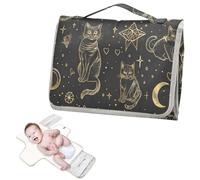 Fasciatoio portatile riutilizzabile con tasca in tessuto nero e oro Goth Tarocchi Cat Travel fasciatoio per bambino neonato kit da viaggio cambiadores de pa?ales para Bebes