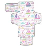 Fasciatoio riutilizzabile a righe arcobaleno con barca a vela isola con tasca in tessuto per fasciatoio, per mamme, papà, cambiadores de pa?ales para Bebes