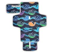 Fasciatoio riutilizzabile con balena fluorescente blu scuro con tasca in tessuto per cambio pannolino, per mamme, papà cambiadores de pa?ales para Bebes