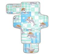 Fasciatoio riutilizzabile con delfino, verde e blu, con tasca in tessuto per il cambio del bambino, per mamme, papà, per Bebes