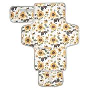 Fasciatoio riutilizzabile con gattino giallo girasole cartone animato carino con tasca in tessuto fasciatoio da viaggio per bambino leggero e pieghevole fasciatoio