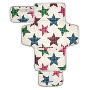 Fasciatoio riutilizzabile con motivo a scacchi beige a quadri con stelle e tasca in tessuto fasciatoio leggero e pieghevole per cambiare il pannolino del bambino