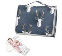 Fasciatoio riutilizzabile con tasca in tessuto 3D Art Deco cervo navy oro da viaggio fasciatoio per bambino per ragazza e ragazzo cambiadores de pa?ales para Bebes