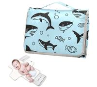 Fasciatoio riutilizzabile con tasca in tessuto blu oceano squalo pesce nero impermeabile pad per bambino per ragazza e ragazzo cambiador de pa?ales para Bebes
