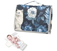 Fasciatoio riutilizzabile con tasca in tessuto blu rosa alato gatto da viaggio fasciatoio per bambino per ragazza e ragazzo cambiador de pa?ales para Bebes