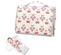 Fasciatoio riutilizzabile con tasca in tessuto Cherry Disco nastro rosa fiocco pannolino tappetino fasciatoio da viaggio leggero e pieghevole fasciatoio cambiadores de pa?ales para Bebes