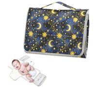 Fasciatoio riutilizzabile con tasca in tessuto classico blu mistero luna portatile fasciatoio con cuscino integrato cambiadores de pa?ales para Bebes