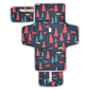 Fasciatoio riutilizzabile con tasca in tessuto fasciatoio portatile per bambino con cuscino integrato colorato Dino Red Pine Trees Merry Christmas