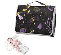 Fasciatoio riutilizzabile con tasca in tessuto fatine lilla oro e nero fasciatoio fasciatoio con cuscino integrato cambiador de pa?ales para Bebes