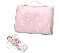 Fasciatoio riutilizzabile con tasca in tessuto impermeabile fasciatoio per bambino con cuscino integrato, a forma di cuori astratti disegnati linee audaci pesca