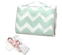 Fasciatoio riutilizzabile con tasca in tessuto impermeabile fasciatoio per neonati per mamme e papà - semplice motivo geometrico a zigzag verde