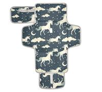 Fasciatoio riutilizzabile con tasca in tessuto, impermeabile, per mamme, papà, anime, unicorni, blu notte