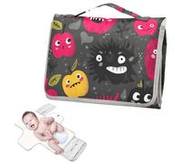 Fasciatoio riutilizzabile con tasca in tessuto mostri frutta grigio e rosso fasciatoio portatile leggero e pieghevole cambiadores de pa?ales para Bebes