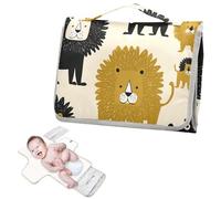 Fasciatoio riutilizzabile con tasca in tessuto Oliver Jeffers Style Leone Vaniglia Oro e Nero Impermeabile Fasciatoio per Mamme, Papà Cambiadores de pa?ales para Bebes