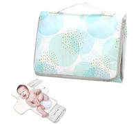 Fasciatoio riutilizzabile con tasca in tessuto per fasciatoio, kit stazione da viaggio per neonati, colore: blu pastello con cerchi e pois