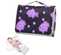 Fasciatoio riutilizzabile con tasca in tessuto per fasciatoio, per mamme, papà, pesce palla, lavanda, motivo a pois