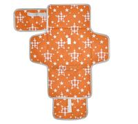 Fasciatoio riutilizzabile con tasca in tessuto per il cambio fasciatoio portatile leggero e pieghevole per fasciatoio per bebè, con motivo a scacchi, arancione