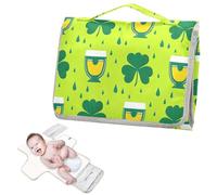 Fasciatoio riutilizzabile con tasca in tessuto per il giorno di San Patrizio trifoglio verde gocce di pioggia pastiglie impermeabili per neonati kit da viaggio cambiadores de pa?ales para Bebes