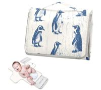 Fasciatoio riutilizzabile con tasca in tessuto pinguino in legno blu ray bianco sporco fasciatoio da viaggio per bambino leggero e pieghevole cambiador de pa?ales para Bebes