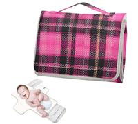 Fasciatoio riutilizzabile con tasca in tessuto plaid fluorescente rosa nero impermeabile fasciatoio per neonati ragazza e ragazzo cambiador de pa?ales para Bebes