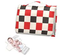 Fasciatoio riutilizzabile con tasca in tessuto rosso e bianco motivo a scacchi impermeabile fasciatoio per neonati ragazza e ragazzo cambiador de pa?ales para Bebes