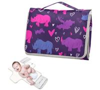 Fasciatoio riutilizzabile con tasca in tessuto stile romantico Nilo rinoceronte da viaggio fasciatoio per bambino con cuscino integrato cambiador de pa?ales para Bebes