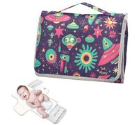 Fasciatoio riutilizzabile con tasca in tessuto UFO alieni razzi cartone animato viola pannolino fasciatoio per mamme, papà cambiadores de pa?ales para Bebes