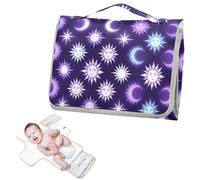 Fasciatoio riutilizzabile con tasca in tessuto viola blu celeste sole e luna tappetino fasciatoio per neonati ragazza e ragazzo cambiador de pa?ales para Bebes