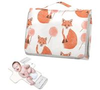 Fasciatoio riutilizzabile con tasca in tessuto volpe selvatica lecca-lecca off bianco arancione impermeabile fasciatoio per bambino leggero e pieghevole cambiadores de pa?ales para Bebes