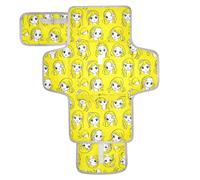 Fasciatoio riutilizzabile con volto di sirena, giallo, con tasca in tessuto, da viaggio, con cuscino integrato
